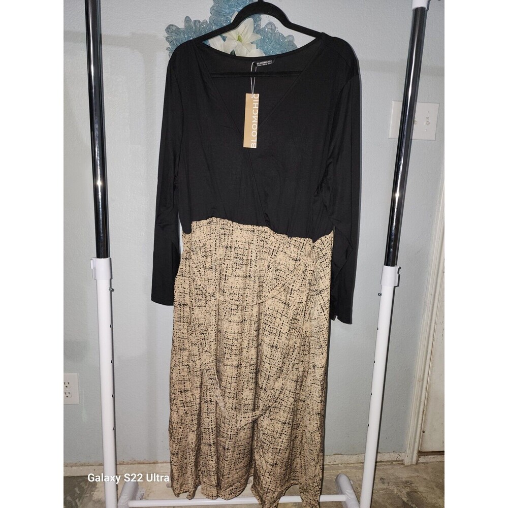 Bloomchic Dress,Black and Tan, Half Sleeve-size 3X NWT
